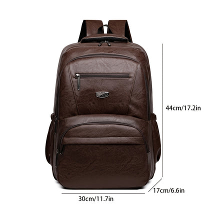 Men's Vintage PU Large Capacity Multi-Pocket Backpack, Casual Commuter Travel Backpack - ayq