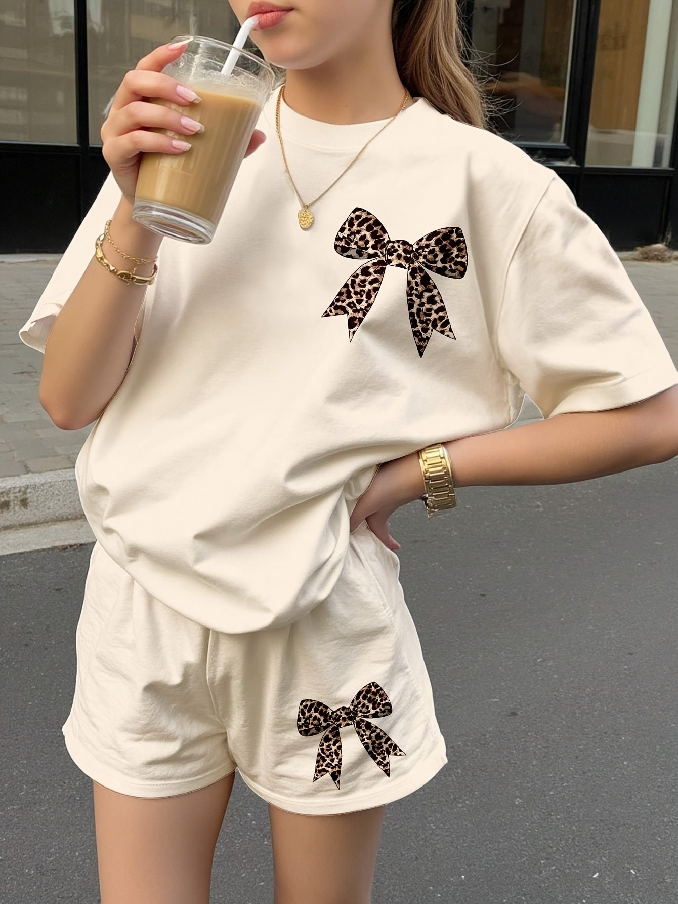 Girls Summer Casual 2-Piece Set: Printed Top & Loose Shorts