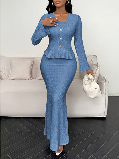 YY0102111 Elegant Solid Color Camisole Dress and Cardigan 2pcs Set, Suitable for Spring Summer Autumn