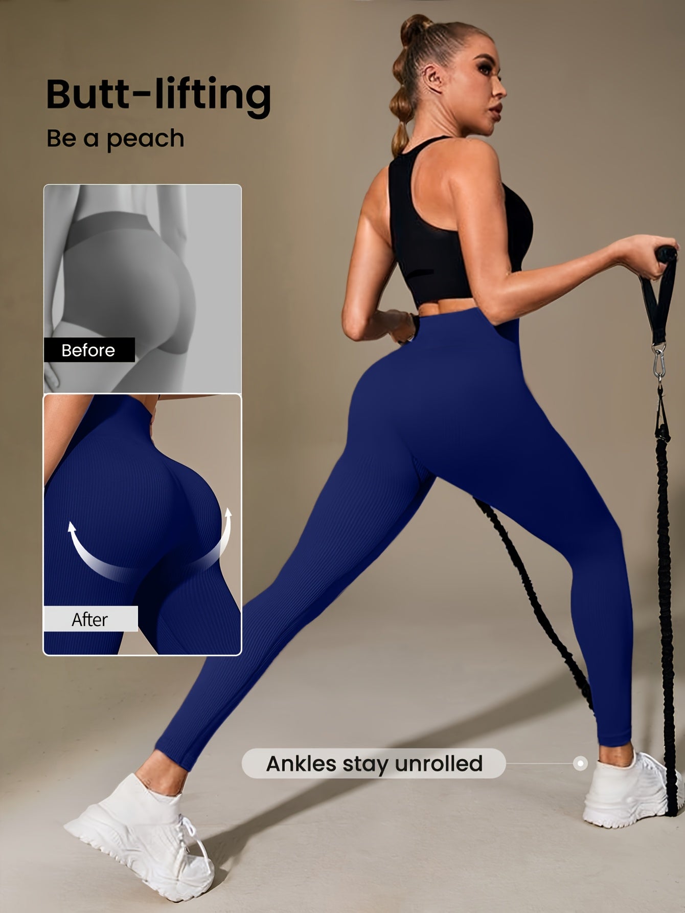 Women's High-Waisted Slimming Ribbed Leggings for Yoga