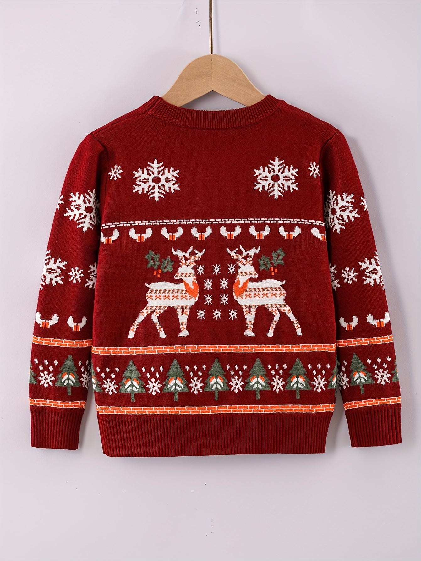 Boys' Sweater Christmas Autumn Winter Casual Fashion Sweet Romantic Loose Comfortable Round Neck Pullover Suitable for Daily Wear, Vacation, and School Knitwear