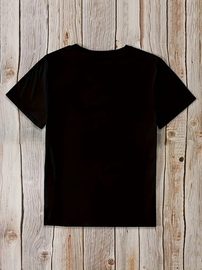 Women's Casual Geometric Pattern Cotton T-Shirt - Short Sleeve