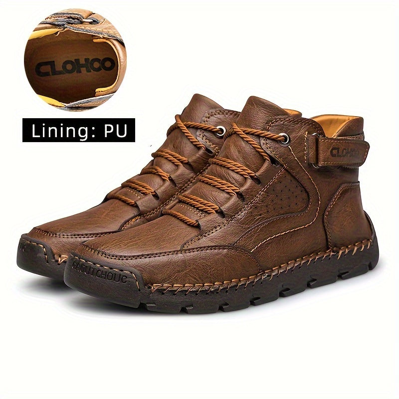Men's High-Top Casual Lace-Up Sneakers with Rubber Sole
