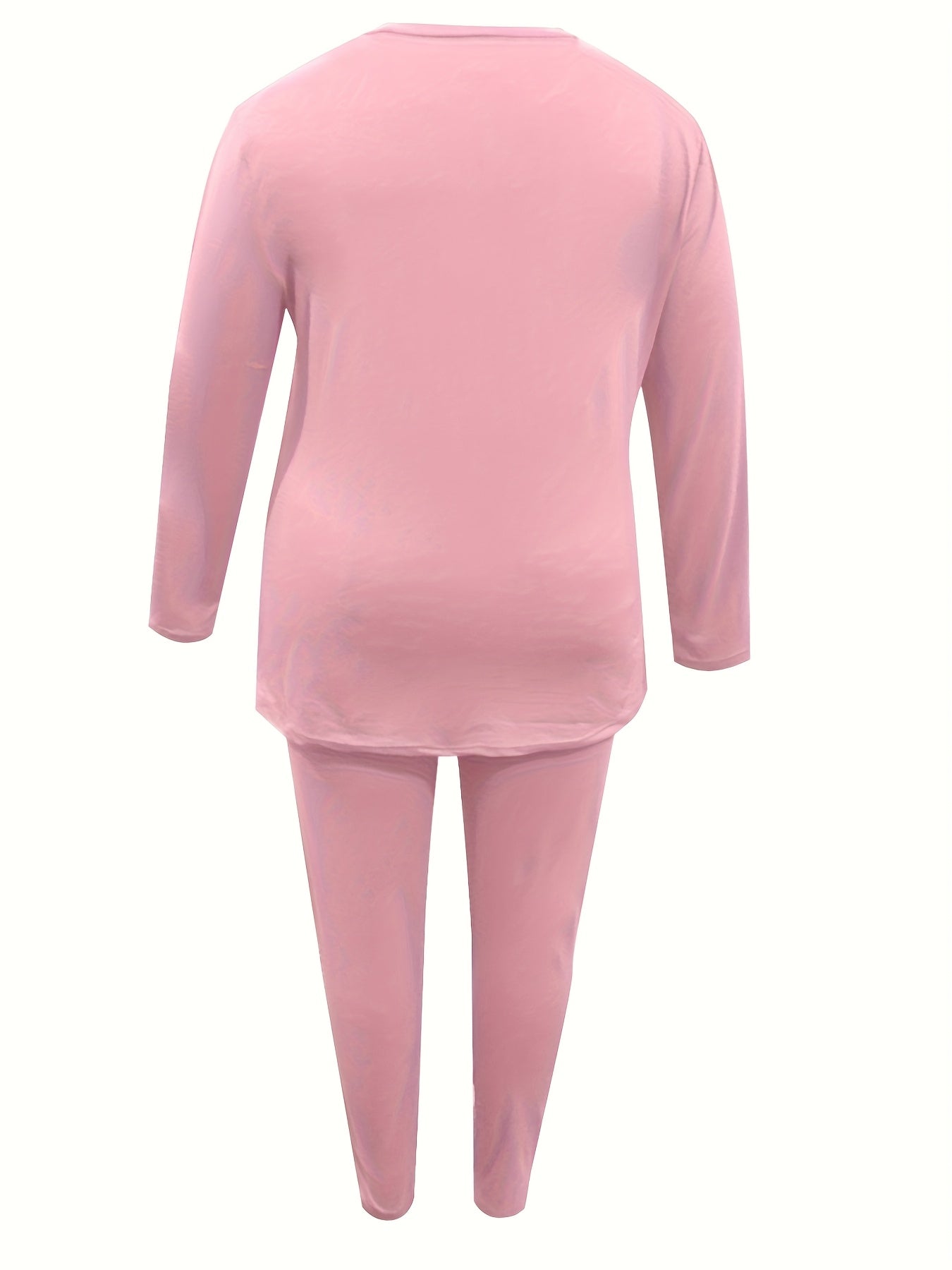 Plus Size - Plus Size - Plus Size - Women'S Plus Size Christmas & Halloween Two-Piece Set - Cozy Long Sleeve T-Shirt with Santa Claus & Snowflake Print, Pockets, and Matching Pants, Casual Holiday Outfit for Fall and Winter,