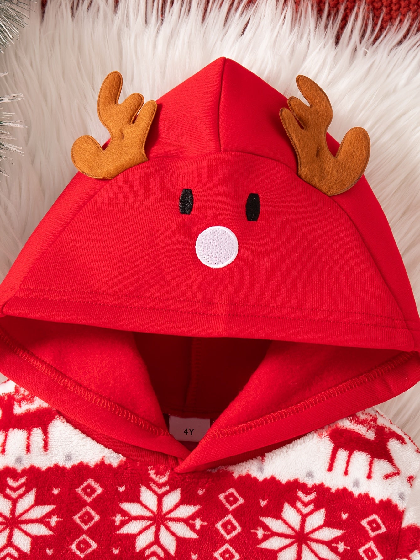 Boys' Casual Christmas Pattern Embroidery Design Regular Fit Hooded Long Sleeve Sweatshirt and Pants Set Fleece Jacket Outfit for Autumn/Winter, Perfect for Outdoor