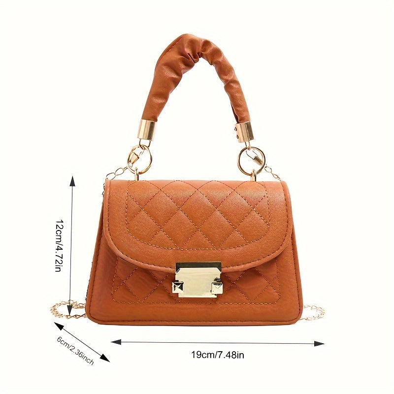 Ladies' Premium Two-Layer Leather Small Square Bag - Featuring a Golden Buckle, Detachable Chain Shoulder Strap, And Lining, an Elegant Gift for Mom Or Girlfriend (Available in Khaki, White, Purple, Green, And Black)