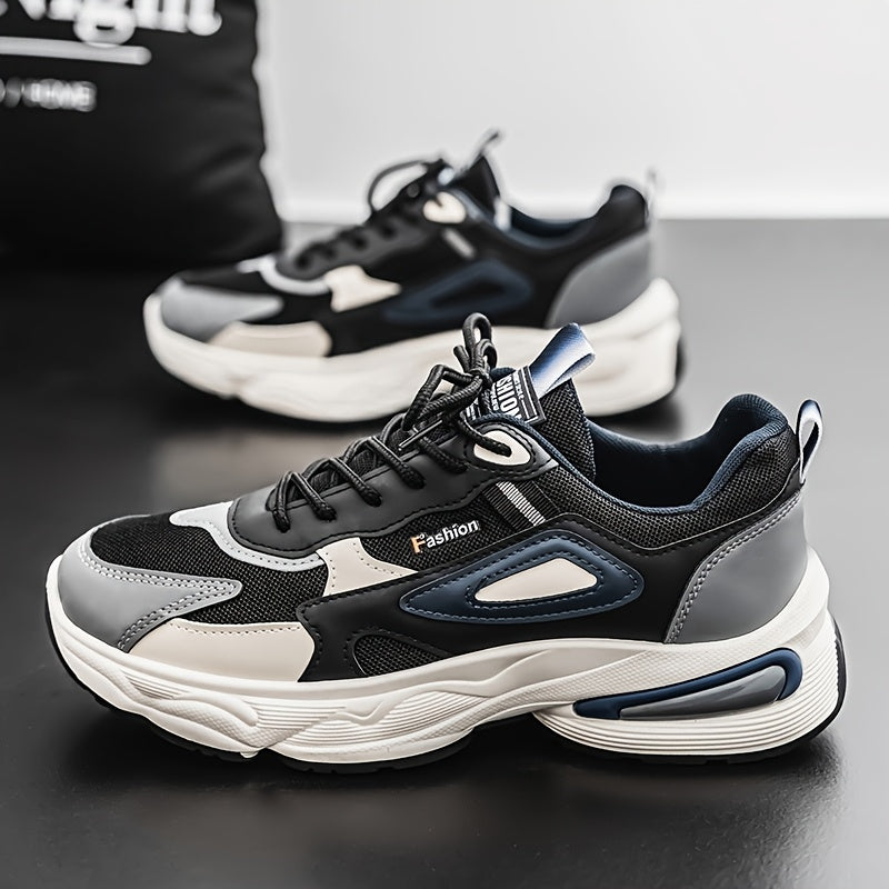 Men's Fashion Sneakers - White/Black/Brown PU Upper, Breathable Fabric Lining  Cushioned EVA Insole, Durable PVC Sole, Lace-Up Mid-Top Design for All-Season Casual  Daily Wear, High Top Sneakers, Versatile Footwear, Modern