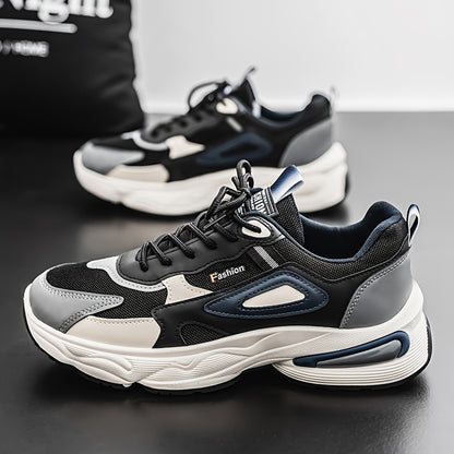 Men's Fashion Sneakers - White/Black/Brown PU Upper, Breathable Fabric Lining  Cushioned EVA Insole, Durable PVC Sole, Lace-Up Mid-Top Design for All-Season Casual  Daily Wear, High Top Sneakers, Versatile Footwear, Modern
