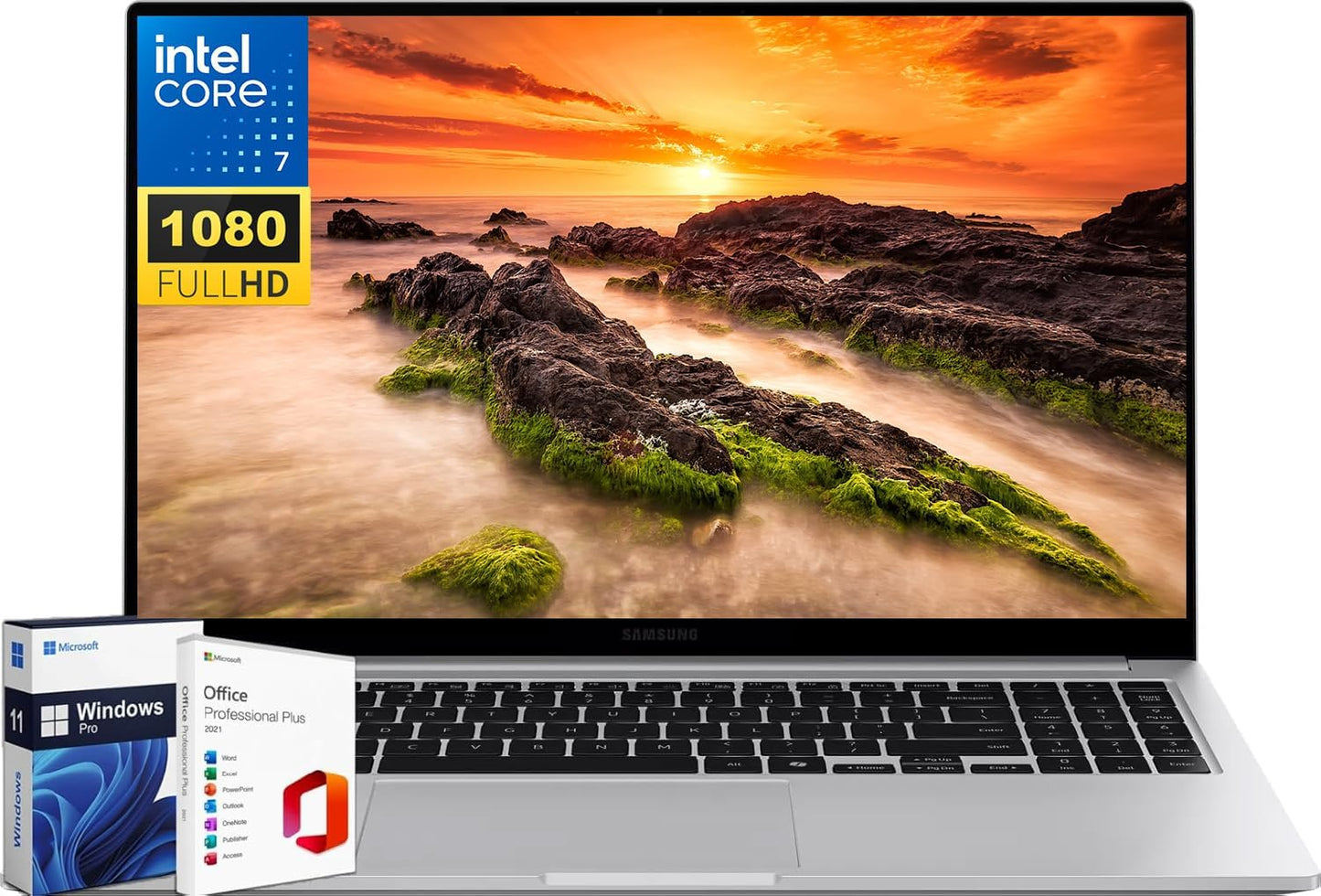 SAMSUNG Galaxy Book4 15.6" FHD Business Laptop 2024 PC, with Microsoft Office Lifetime License, Intel 10-Core 7-150U (Beats I7-1335U), 16GB RAM, 1TB SSD, Fingerprint Reader, Backlit KB, Win 11 Pro