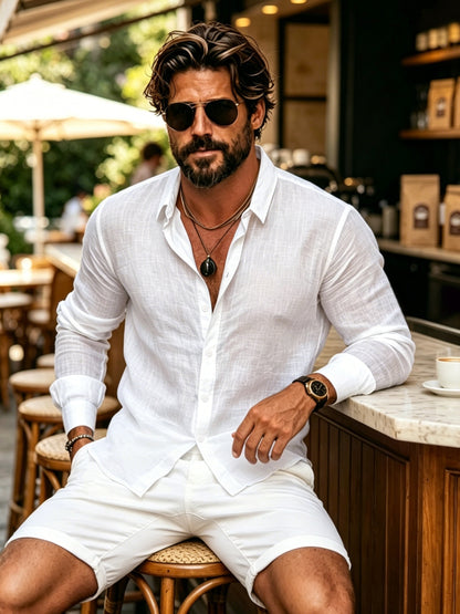 Men's Business Casual Long Sleeve Lyocell Shirt for Spring & Fall