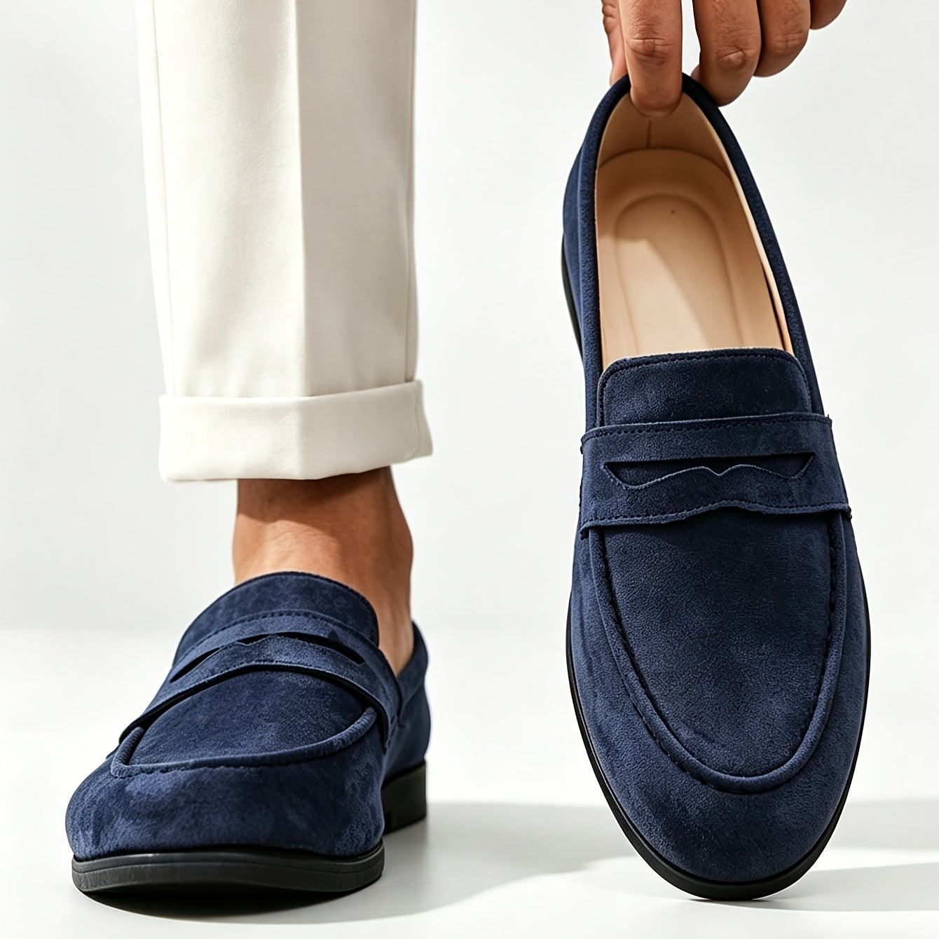 Men's PU Slip-On Loafers with Thick Sole and Round Toe
