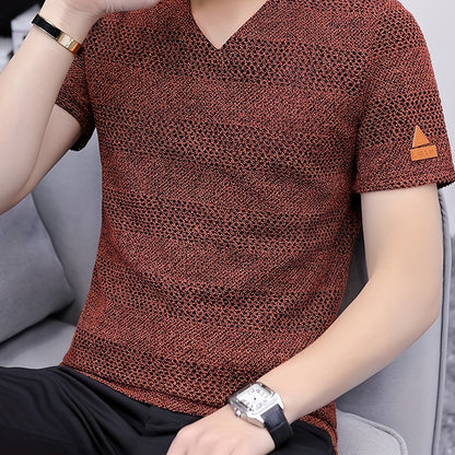 Men's Short-Sleeve T-Shirt Summer Hollow-Out Cool High-End Half Sleeve Breathable Non-See-Through