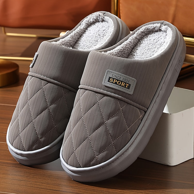 Men's Winter Oversized Slippers with Plush Lining & EVA Sole