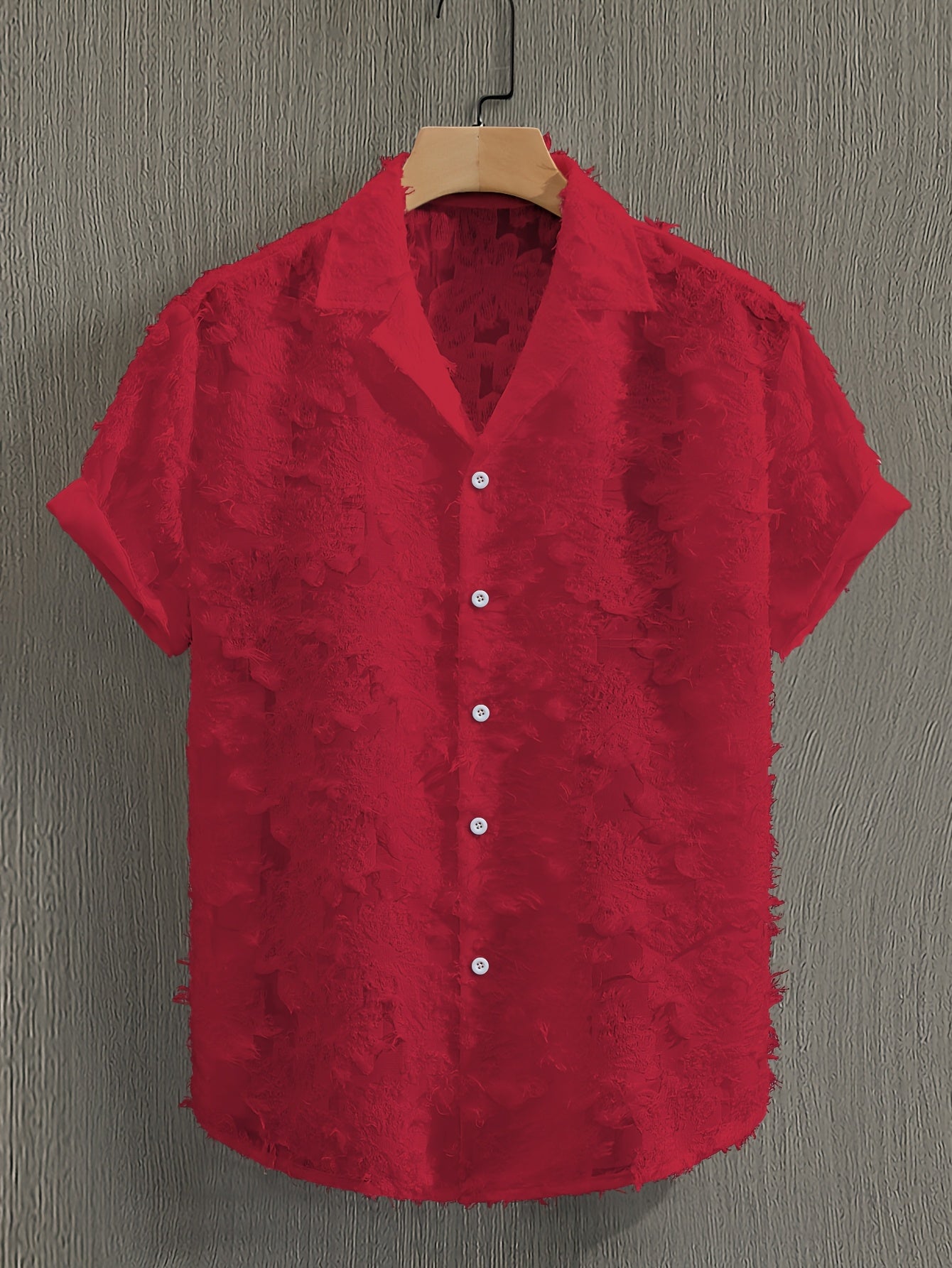 Men's Casual Short-Sleeve Polyester Shirt for Spring and Fall