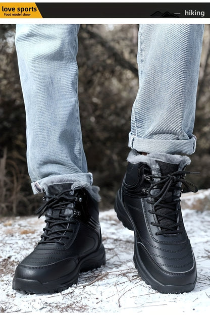 Men'S High-Top Snow Boots for Winter, Featuring Thickened Fleece for Warmth, Designed for Outdoor Activities with Slip-Resistant And Wear-Resistant Properties.