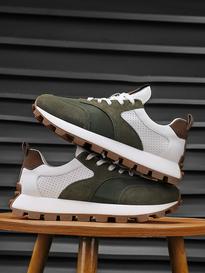2025 Spring Men'S Breathable Low-Top Sneakers - Thickened Cushioned Rubber Sole, Men'S New Breathable Mesh Platform Dad Shoes Casual Height Increase Sports Shoes