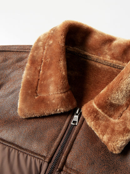 Men'S Casual Jacket with Faux Fur Collar, Polyester 100% Solid Color, Long Sleeve, Zipper Closure, Regular Fit, Woven Fabric, Outdoor Hiking Jacket with 60g/m² Lining Weight