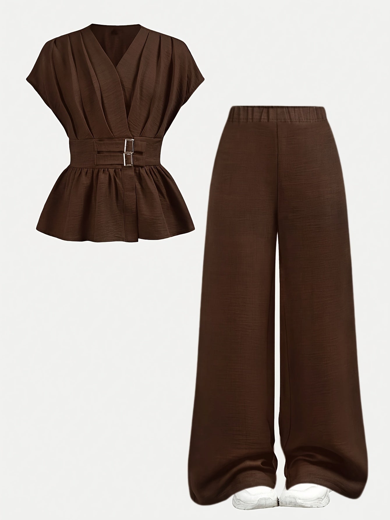 Girls' Spring/Summer 2-Piece Set with Ruched Waist Top & Pants