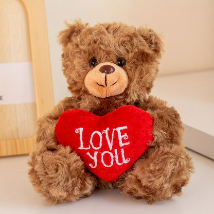 Charming 6-Inch Brown & Red Heart 'Love You' Plush Bear - Perfect for Valentine's, Mother's Day & Father's Day Gifts