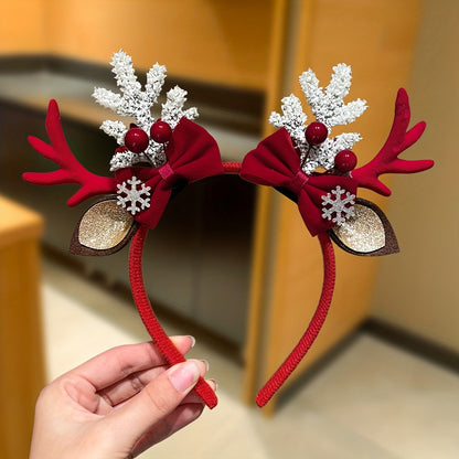 1pc Women's Christmas Antler Headband with Bow - Sweet Cute Deer Antlers Hair for Xmas Party Outfits, Winter Hair & Holiday Gift for & Ladies ( & s) - Festive Hairpiece for Christmas Photos & Events, Year-R