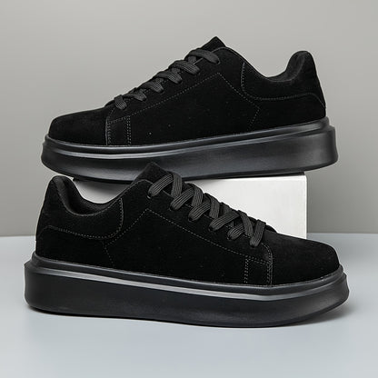 Men's Shoes, Unisex, Plus Size, Discounted Footwear, Versatile Black Skate Shoes, Fiber Fabric, Lightweight Casual Sneakers, Suitable for Outdoor Daily Commuting Activities - ayq