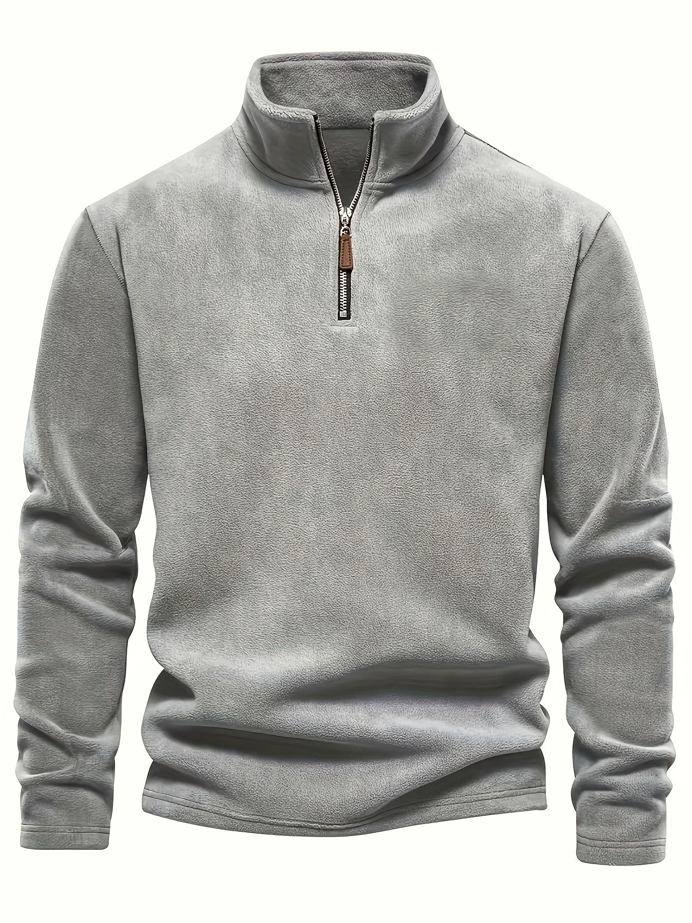 Men'S Heavyweight Full-Zip Hoodie - Thermal Winter Jacket with Zipper Closure, Stand Collar, Long Sleeve Cold Weather Coat for Skiing, Commuting - Thick Insulated Outerwear (Solid Color) - Easy-Care Zipper Front Closure, Wint