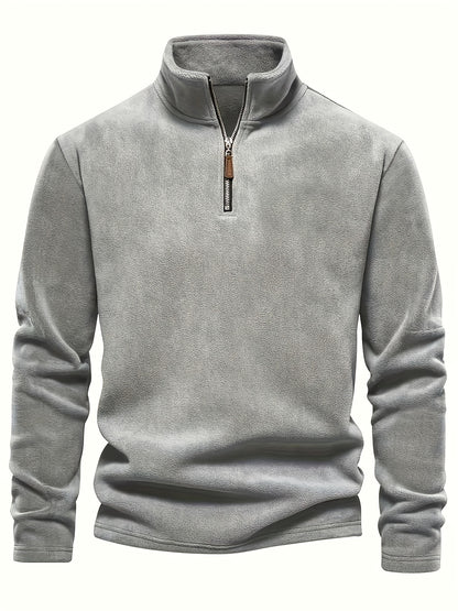 Men'S Heavyweight Full-Zip Hoodie - Thermal Winter Jacket with Zipper Closure, Stand Collar, Long Sleeve Cold Weather Coat for Skiing, Commuting - Thick Insulated Outerwear (Solid Color) - Easy-Care Zipper Front Closure, Wint