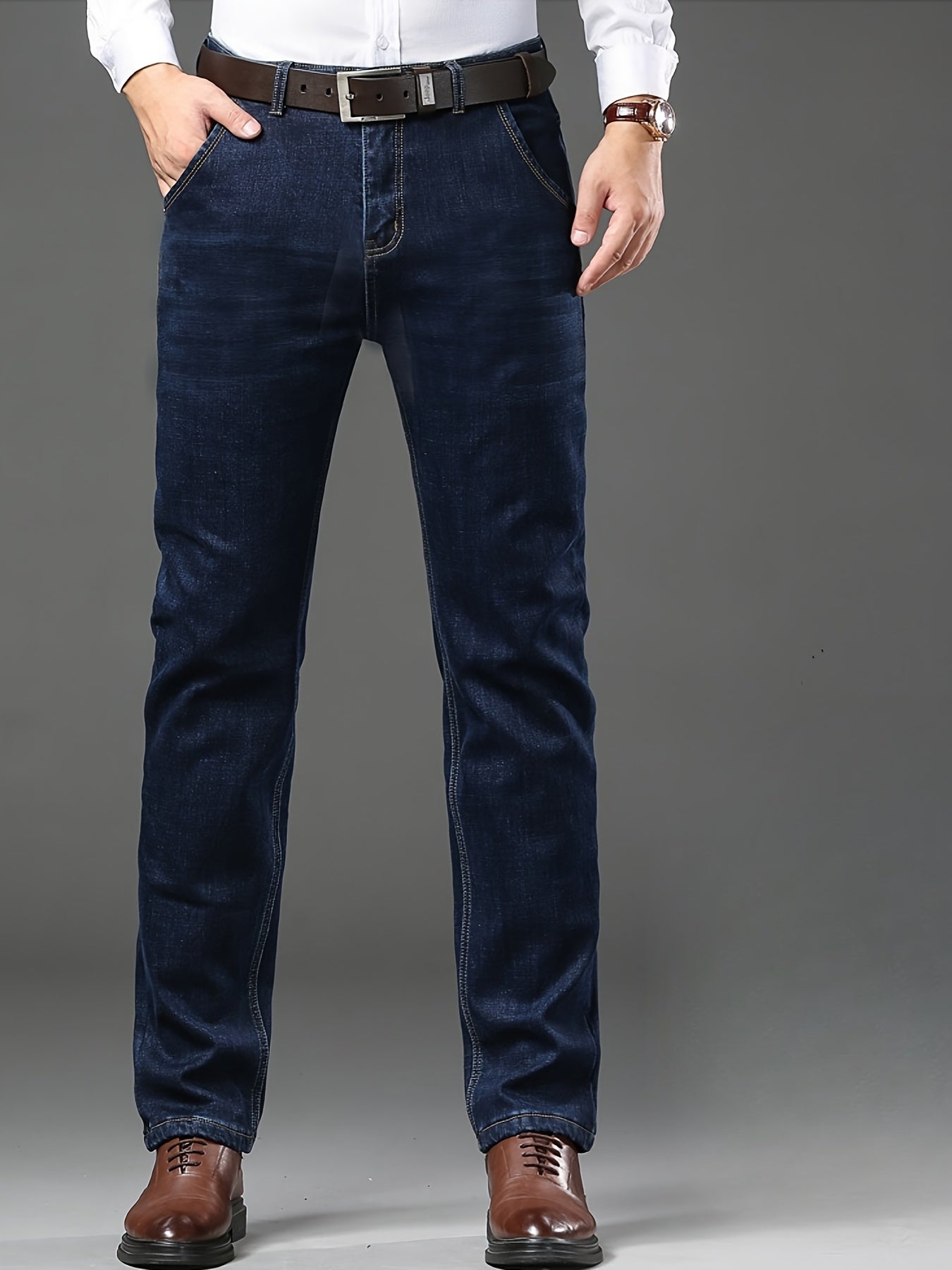 High-quality Men's Denim Trousers, Business Style, Elastic Men's Pants, New Autumn/winter Fashion Trend