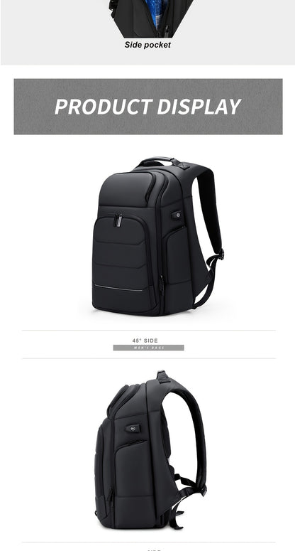 FENRUIEN Men'S Large Capacity Expandable Backpack with USB Charging, 39.62cm Laptop Bag, Durable Oxford Fabric, Multiple Compartments for Travel and Business Use, Travel Backpack   Minimalist Backpack   Durable Zippers, Lapto