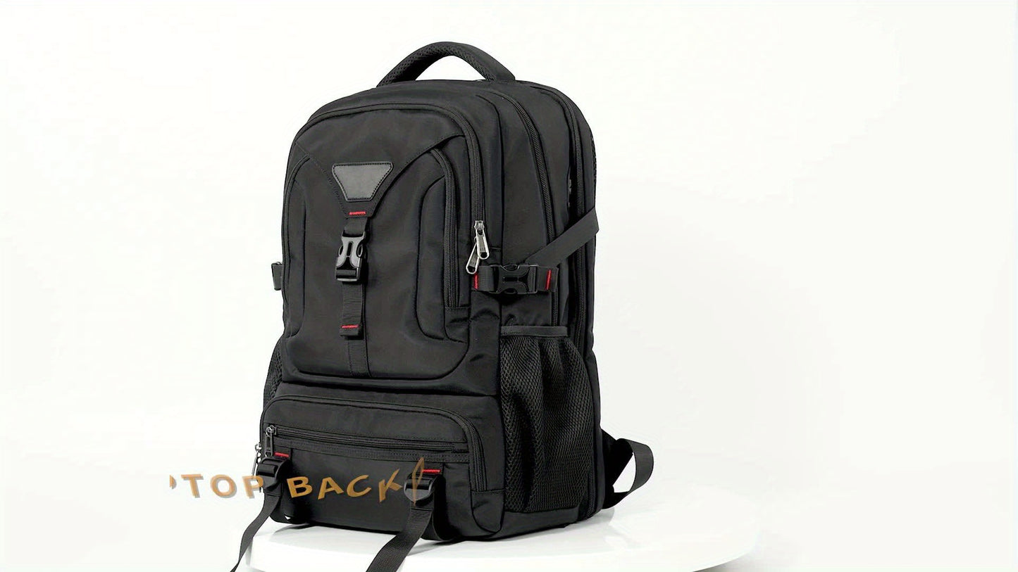 NUBILY 17.3-Inch Men'S Laptop Backpack, 50L Travel Pack, Large Work Backpack for School, College, Business - Non-Food Contact, Black Oxford Fabric with Mesh Windows, Zipper Closure, TSA-Compliant, College Backpack   Sleek Bac