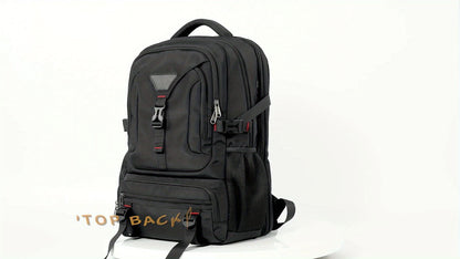 NUBILY 17.3-Inch Men'S Laptop Backpack, 50L Travel Pack, Large Work Backpack for School, College, Business - Non-Food Contact, Black Oxford Fabric with Mesh Windows, Zipper Closure, TSA-Compliant, College Backpack   Sleek Bac