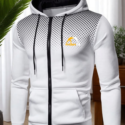 Men'S Electric Hooded Zipper Jacket - Full-Zip Workwear Coat with Belt Pocket, Heavy-Duty Construction, Full-Zip Closure & Belt Design for Plumbers, Casual Wear, Durable Fabric, Outdoor Workers