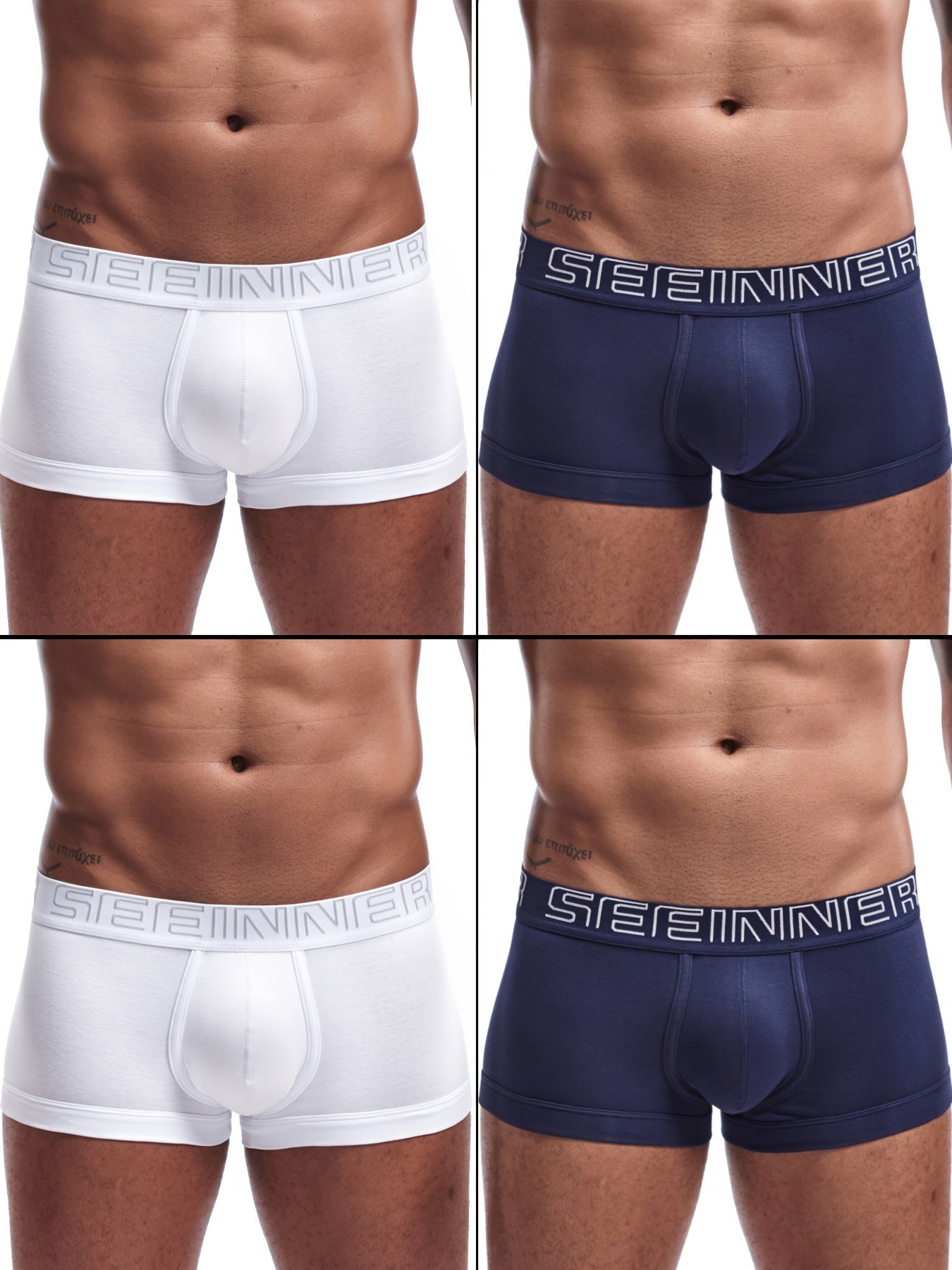 Men's Cotton Boxer Briefs 4-Pack - Breathable, Moisture-Wicking Fit