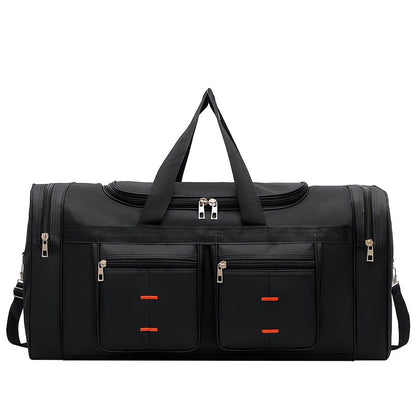 Versatile Large-Capacity Black Nylon Travel Bag for Men & Women - Durable, Adjustable Shoulder Strap, Multi-Compartment Organizer with Front Zipper Pocket - Ideal for Travel, Gym, Yoga, Camping, Work & More, Bags for Travel