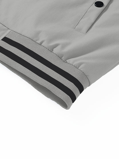 Men's Stand Collar Long Sleeve Zip Up Sports Jacket With Contrast Trim Design, Men's Spring Fall Outwear, As Gifts