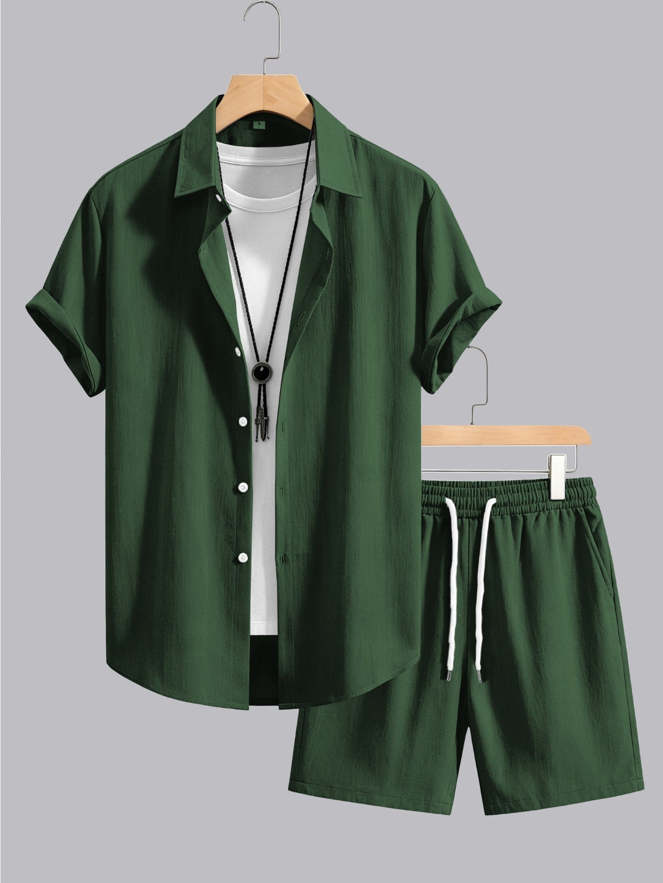 Men's Summer Casual Shirt & Shorts Set - Lightweight, Breathable