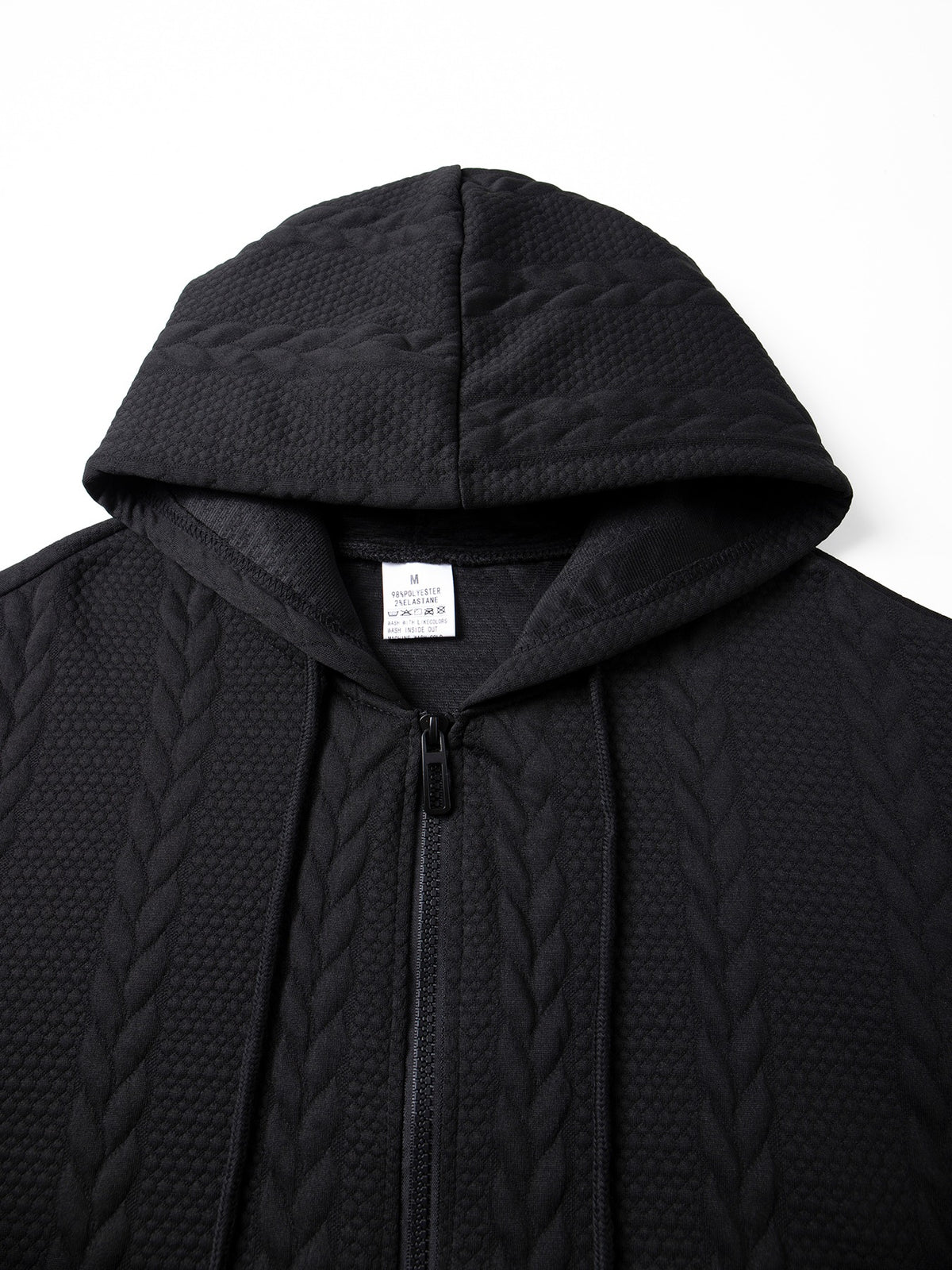 Men's Autumn Winter Hooded Textured Fleece Jacket with Zipper