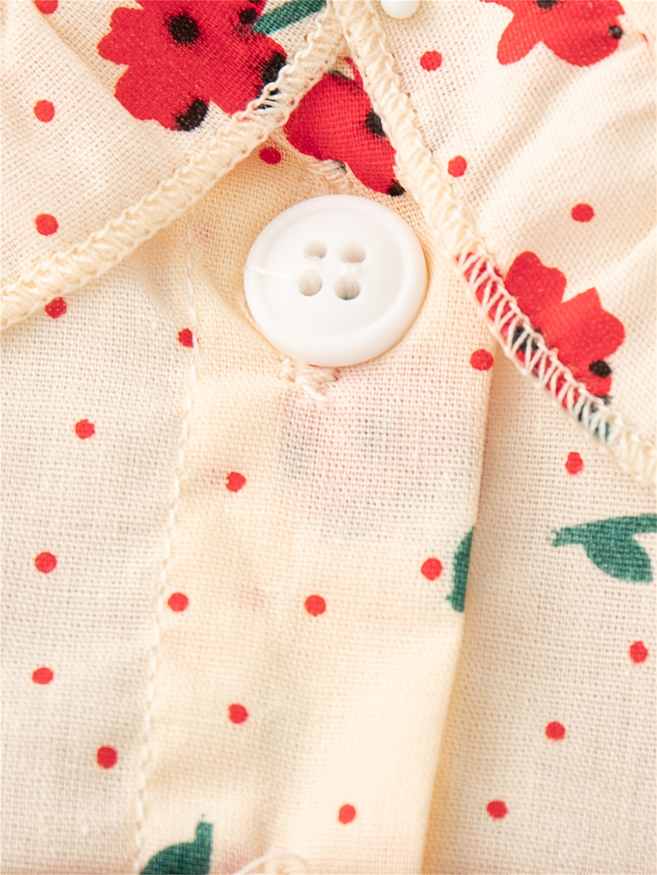 's Red & White Poinsettia & Star Print Dress with Ruffled Collar & Lace Trim - Long Sleeve A-Line Winter Party Dress for Christmas, New Year's, Photo Shoots - Soft Short Dress Outfit (Hand Washable Clothing)