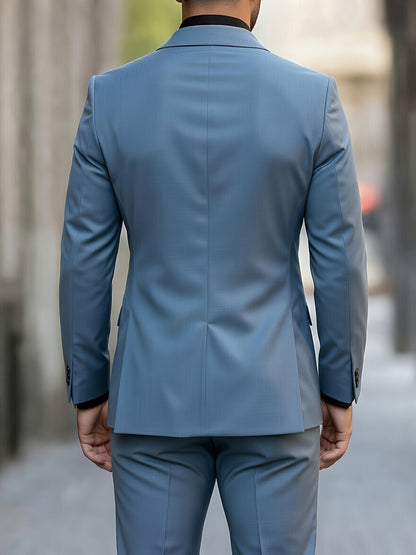 Men's Classic Two-Piece Polyester Suit Set for Formal Wear