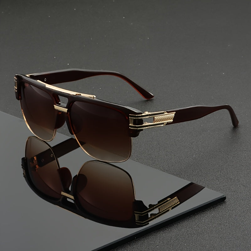 Unisex Oversized UV400 Retro Sunglasses with Golden Hinge