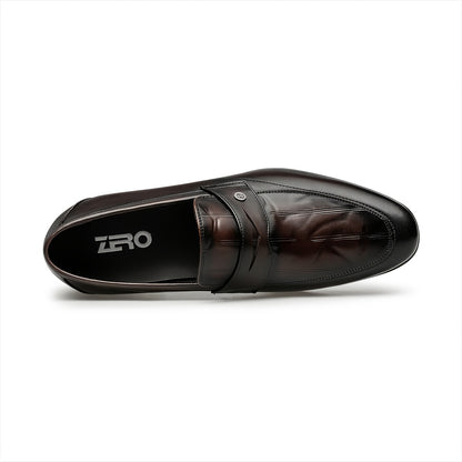 Men's Leather Embossed Loafers Casual Business Slip-On Shoes
