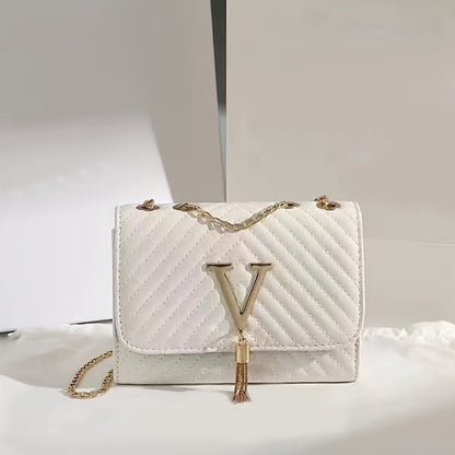 Korean-style High-end Textured Women's Bag, New Tassel Rhombus Chain Small Square Bag, Women's Shoulder Bag, Crossbody Bag