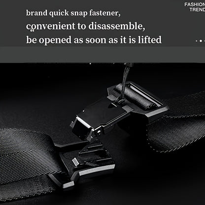 Men'S Sleek Black Crossbody Bag - Durable Oxford Material, Zippered Chest Bag with Adjustable Strap, Ideal for Commuting  Cycling, Trendy Shoulder Bag for Men, Cycling Bag Trendy Shoulder Bag Functional Design, Small Crossbo