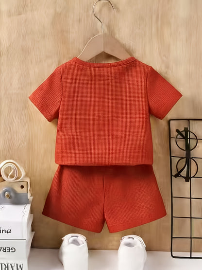 Boys' Casual Summer 2-Piece Pullover Set with Alphabet Print
