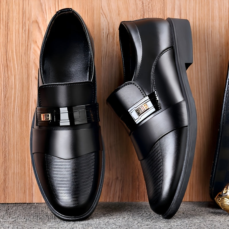 Men’s Slip-On Business Casual Loafers - All-Season PU Shoes