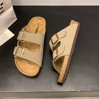 Men's Retro Adjustable Buckle Slippers with Mid-Thick Sole