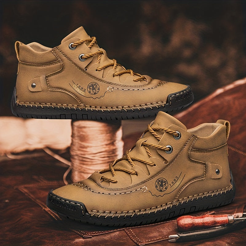 Men's Casual Hand-Stitched Rubber Sole Lace-Up Shoes