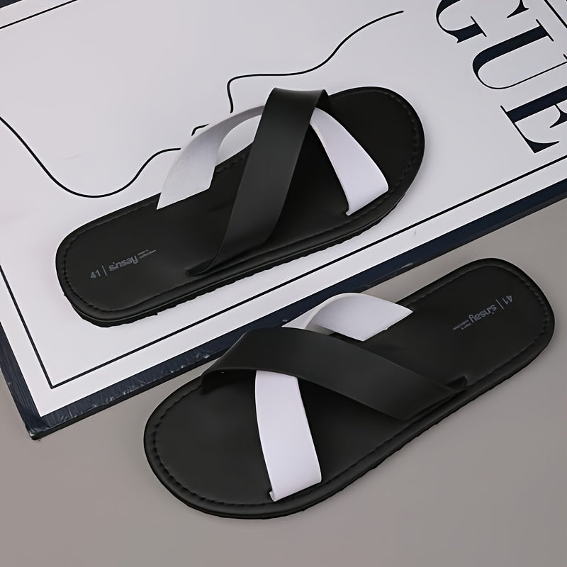 Men's Lightweight Slip-On Sandals with Criss-Cross Straps
