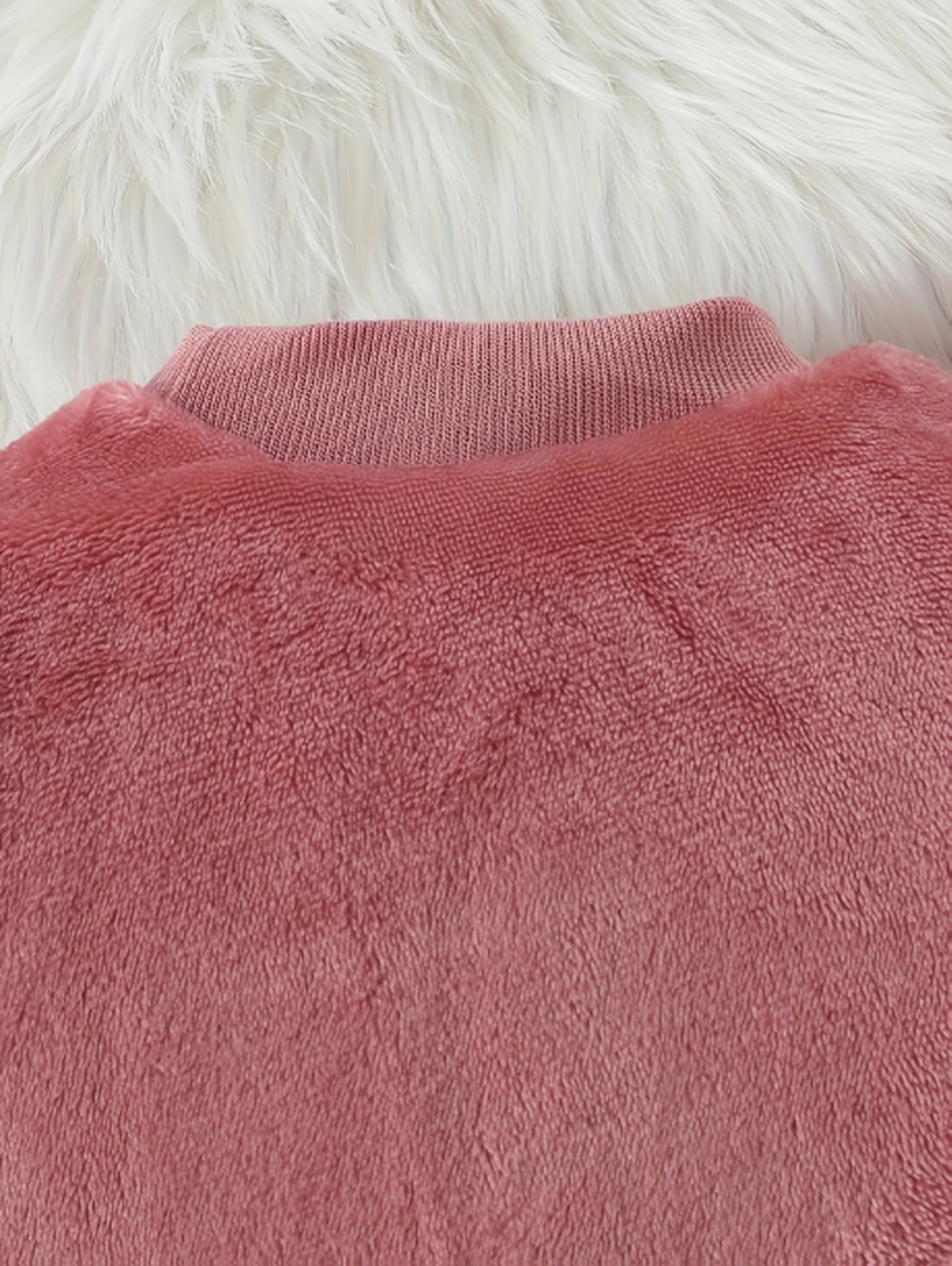 Adorable Cartoon Rabbit Embroidered Two-Piece Set for Youngsters - Soft Coral Fleece Outfit with Matching Pants, Perfect for Fall/Winter Casual Wear, Youngsters'S Playwear|Playful Design|Stretchy Fabric, Youngsters Girl Cloth