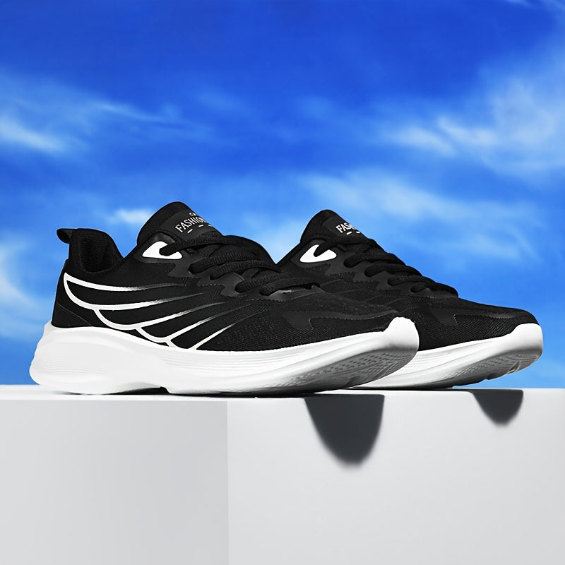 2025 New Arrival Men'S White  Red Sneakers - Breathable Mesh, Soft Bottom, Casual Sports Shoes for Running  Daily Wear, Casual Athletic Shoes   Modern Casual Shoes   Breathable Upper, Running Shoes